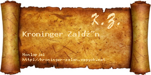 Kroninger Zalán névjegykártya